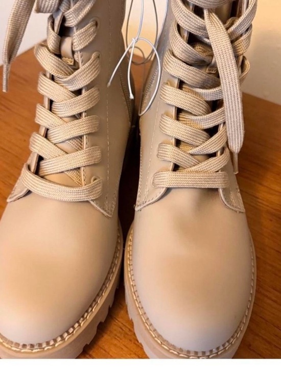 a new day Shoes - a new day Beige Lace-Up Combat Boots